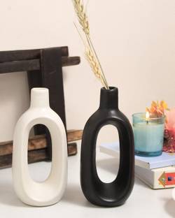 VIBHSA Modern Decorative Vases for Home Decor ,Office or Living Room set of 2 Ceramic Vase