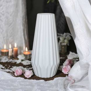 RODIQ 8 Inch. White Color Plastic Vase for Home Decor (Without Flower) Plastic Vase