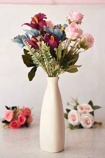 TrulyCeramics Bottle Shape Flower Vase For Office Table Living Room Center Table Ceramic Pot Ceramic Vase