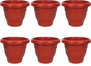 JOREN Red Round 8 Inch Plastic Pot (8 inch) Plastic Vase