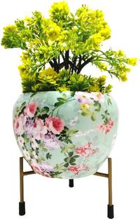handmadecraft Multicolor Metal Planter pot / flower pot with table stand Iron Vase (6 inch,) Iron Vase