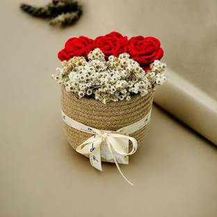 CraftedBucket Rustic Rose Basket Cotton Vase
