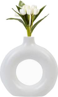 GleamSun Donut plastic Pot and Vase(Pack of 1), Round Ring Shaped White Color Vase, Plastic Vase