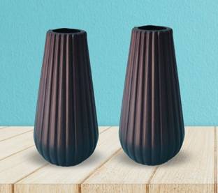 AGAMI Beautiful Round Pot Decorative Vase Microfibre, Plastic Vase
