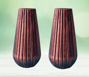 Decorzone Premium Decorative Muskmelon Design (Pack of 2) Vases Pot Gamla Plastic Vase