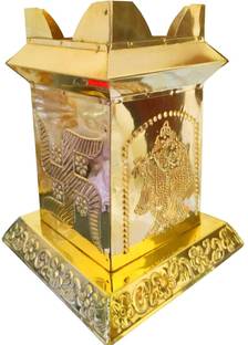 Asha Enchant Decor Brass Tulsi Mandapam for Home and Inddor Decoration Steel Vase