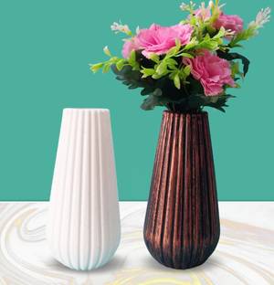 Flipkart SmartBuy (Pack of 2) Muskmelon Design Flower Pots Vases Microfibre, Plastic Vase