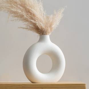 Metro Creation White Donut Vase Ceramic Vase/Home Decor Centrepiece Decor Showpiece Pack of 1 Ceramic Vase