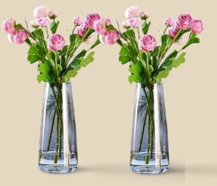 SNSHOPEE (Pack of 2) decorative flower vase flower pot glass pot Glass Vase