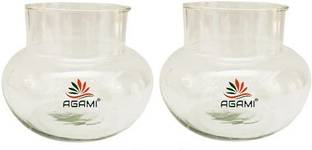Decorzone Beautiful Round Decorative Clear Vase with Lotus Flower Glass, Earthenware Vase