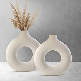 Kraftlik Handicrafts Kraftlik Handicrafts Donut Shape Vase for Office and Home Decor Centrepiece Ceramic Vase