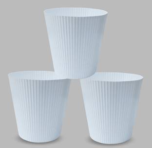 SNSHOPEE (Pack of 3) white pots flower pots flower vase Microfibre, Plastic Vase