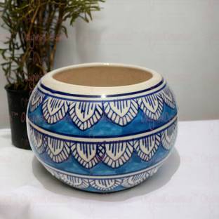 OriginalCeramics Oval Shaped Blue Art Painting Ceramic Vase