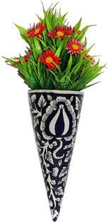 Kraftlik Handicrafts Ceramic Cone Shape Planter for Home Decorative Wall Planter Ceramic Vase