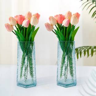 The Better Home Vase for Home Decor (2Pcs- 22cm) Glass Vase