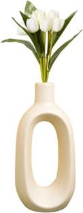 Luminescence Enterprises Ceramic Oval Shape For Bedroom/ Living Room , Vase, Pack Of 1 Ceramic Vase
