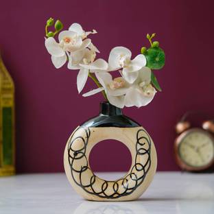 B S NATURAL Donut Shape Ceramic Vase Traditional Luxury vase Home Office Living Room DecoreA Ceramic Vase