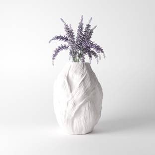Layerde Leor 3D Printed Decorative Vase by Layerde - Porcelain White - Large PP (Polypropylene) Vase