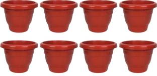 JOREN 8 inches Teracotta Gardening Flower Pots Round Plastic Plant container pot Plastic Vase