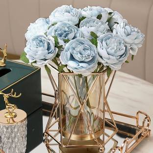 AA SONS GLOBAL EXPORTS Creative Glass Golden Metal Frame Arrangement Hydroponic Gold Plated Vase