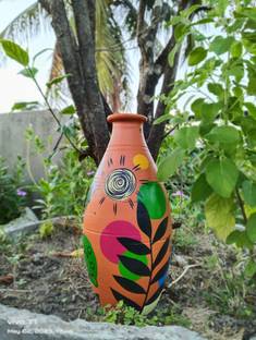 Dakshina Art Hand Painted Abstract Design Flower Vase For home decor table decor living room Terracotta Vase