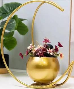 डेको आर्ट कॉर्प Moon Vase Designer Moon Shape Vase Gold Metal Table Decorative Flower Pot लोहा वास