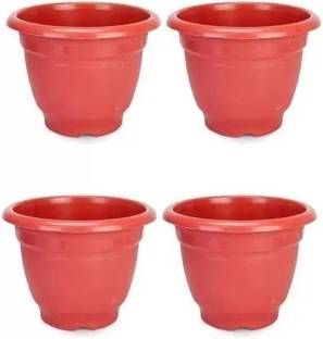 REGOLITH ENTERPRISES Heavy Plastic Flower/Gamla/Planter/Pot Pack Of 4 Plastic Vase
