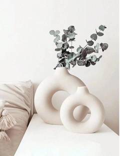 Satyam Kraft 1 Pcs Plastic Donut Vase for Flower,Home Decor, Bedroom, Office, Living Room Plastic Vase