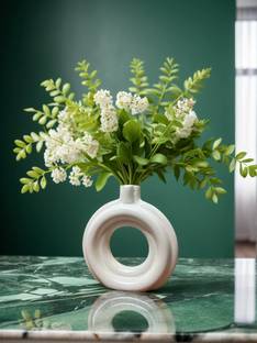 Nestloom Decor Donut Shape Ceramic Vases | Flower Vase | Round Shaped Vase | Decor Showpiece Ceramic Vase