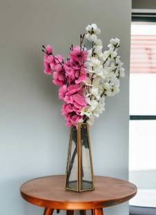 Aw handicrafts Creative Metal Geometric Designer Vase (clear glass, Vase Filler (Flower Vase) Glass, Iron Vase