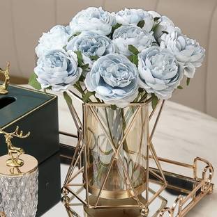 AA SONS GLOBAL EXPORTS Creative Glass Golden Metal Frame Arrangement Hydroponic Iron Vase