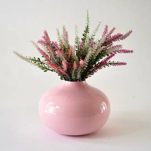 BEHOMA Metal Flower Vase for Home Décor Living Room Office, Pink Large Iron Vase