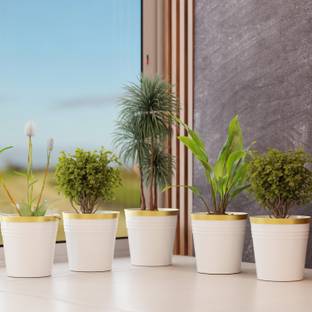 FORBACK 7 inches Shiny Planters for Living Room, Flower Pots for Home Decoration Plastic Vase