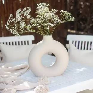 Saikara Collection Decor Showpiece Donut Vase (Pack of 1) Ceramic Vase