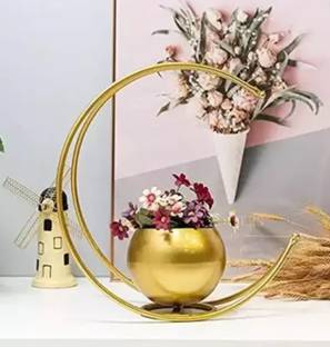 MAHISON LIFESTYLE Moon Shaped Metal Vase Colour Gold Iron Vase Iron Vase