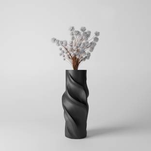 Layerde Mirelle 3D Printed Sculptural Vase by Layerde - Graphite Noir PP (Polypropylene) Vase