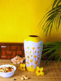Dakshina Art 'Hand painted' yellow flower Table Decor Beautiful Vase Glass Vase White Vase Terracotta Vase