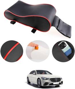 MSNP Leatherette Armrest Cover With Phone Holder Memory Foam Black/ red piping 342 Car Armrest