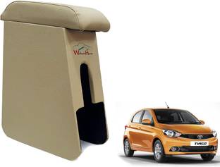 WolkomHome Car Arm Rest Wooden Armrest Beige Color with Cushion & Storage Box Car Armrest