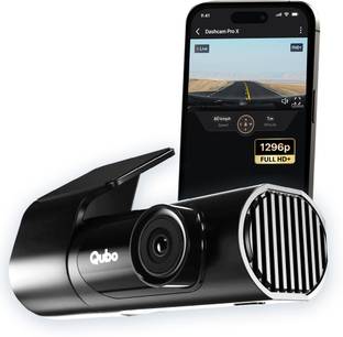 Qubo Smart Dashcam Pro X| FHD+| 1296p| NightPulse Vision| Supercapacitor|360 Rotation In-car Camera System