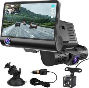FABTEC 4Inch IPS Screen 3 Lens Car DVR HD 1080P Loop Recording Car Camera 32GB Black LCD