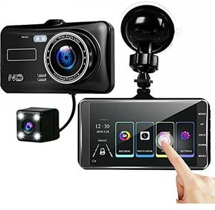Techdash Full HD 4 Inch Touch Dual Dash Cam with G-Sensor Motion Detection Reverse Assist Camera System