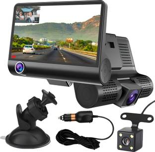 FABTEC 3 Lens HD 1080P Car Dashcamera with Night Vision, G-Sensor, Parking Assistance Dashboard, In-car, Reverse Assist Camera System