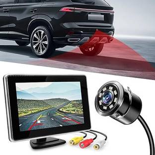 FABTEC 5 Inch Rear View Digital TFT Dashboard Screen with metal Type 8 LED Night-Vision Waterproof Rear View HD Camera Reverse Assist Camera System