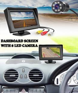 FABTEC 4.3 Dashboard TFT LCD Screen Rear View Monitor with 8 LED Night Vision Car Reverse Camera Dashboard Camera System