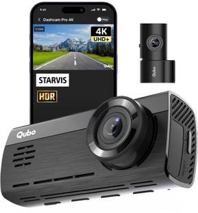 Qubo Smart Dashcam Pro 4K + Rear| UHD+| 8MP & 2MP| NightPulse Vision| ADAS| 2.8LCD In-car Camera System
