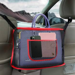 KolorFish Car Net Pocket Handbag Holder,Seat Back Net Bag for Purse Storage (Red) Vehicle Cargo Net