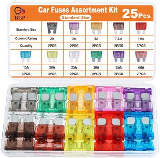 BLP 25Pcs Standard Fuse Kit - Replacement Big Blade Fuses for Vehicles (2A-40A) Car Fuse Box