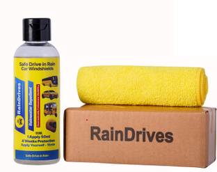 RainDrives Rain Water Repellent Liquid with Micorfiber Liquid Vehicle Glass Cleaner