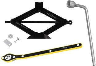 EKRASH Black 3 Ton Manual Scissor jack for Car/ Auto with Spanner and Ratchet Vehicle Jack